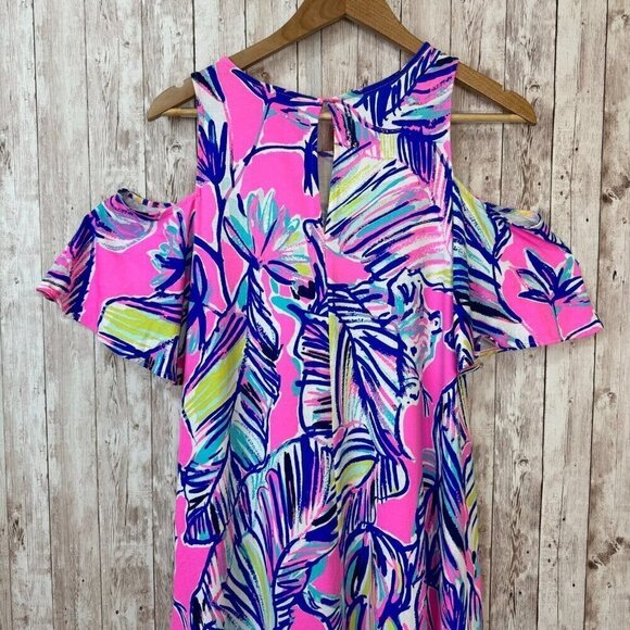 Lilly Pulitzer Cabana Crazed Floral Somerset Cold Shoulder Mini Dress Size XS - Picture 4 of 11